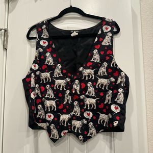 Black Dalmatian Print Vest